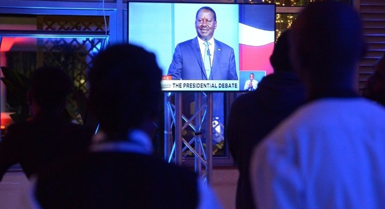 Veteran opposition politician Raila Odinga was the only candidate to show up at Monday's election debate