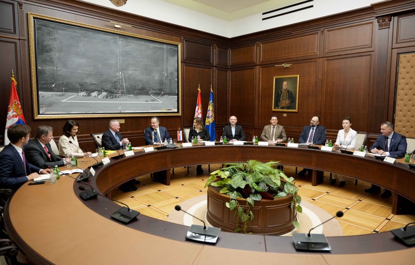 Ivica Dačić sa komesarom za ljudska prava Saveta Evrope Majklom Oflajertijem.