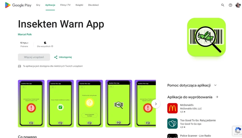 Aplikację Insekten Warn App można znaleźć w Google Play. Jest jednak płatna — kosztuje 4,99 zł