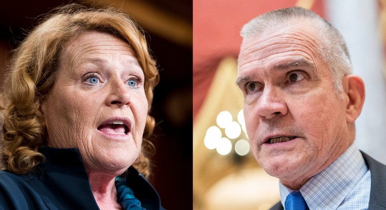 Former Democratic Sen. Heidi Heitkamp of North Dakota said there was a rumor that Republican Rep. Matt Rosendale of Montana impregnated a staffer.Bill Clark and Tom Williams/CQ Roll Call via Getty Images