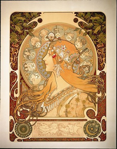 06Alphonse Mucha: Zodiac, 1896Mainittava aina julkaistaessa:Bör alltid nämnas vid publicering:Usage of the image in any form is permitted only by crediting: Copyright © Mucha Trust 2004
