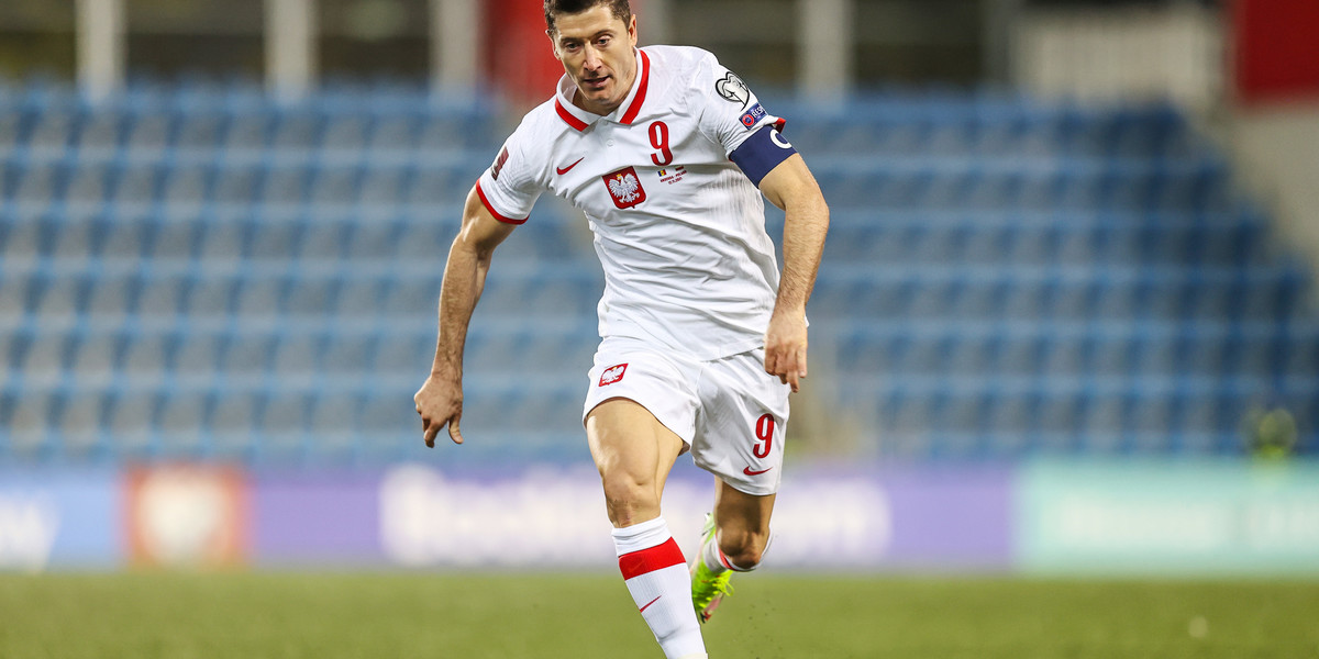 Robert Lewandowski w meczu Polska - Albania.