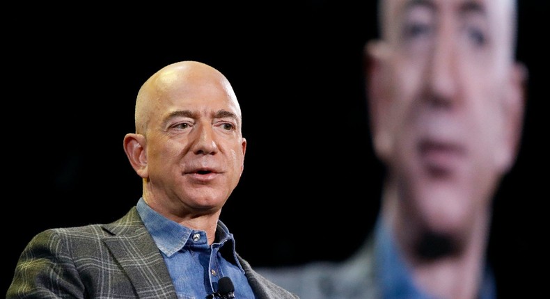 In this June 6, 2019, file photo Amazon CEO Jeff Bezos speaks at the the Amazon re:MARS convention in Las Vegas.