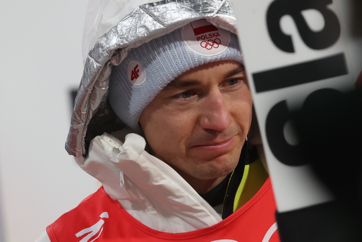 Kamil Stoch po zakończonym konkursie indywidualnym na dużej skoczni w Zhangjiakou,