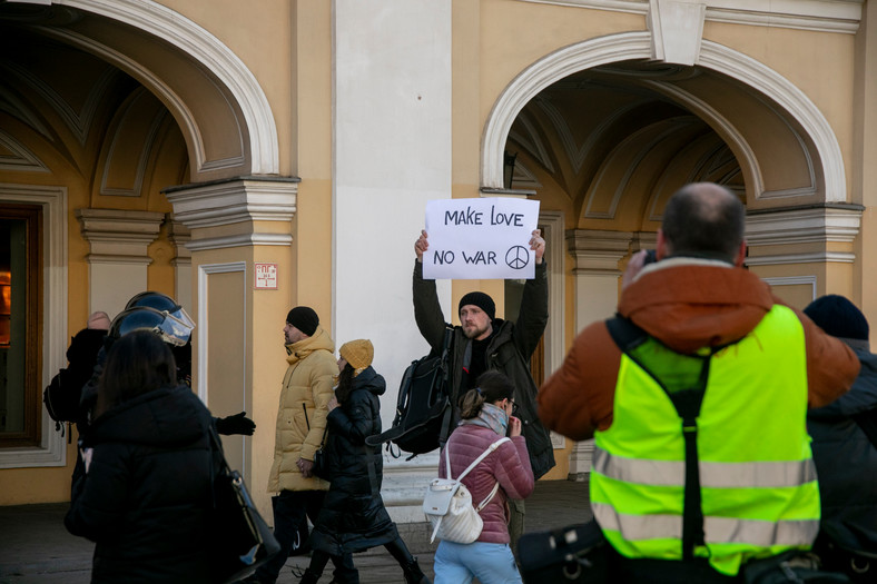 Antywojenne protesty w Sankt Petersburgu, 13.03.2022 r.