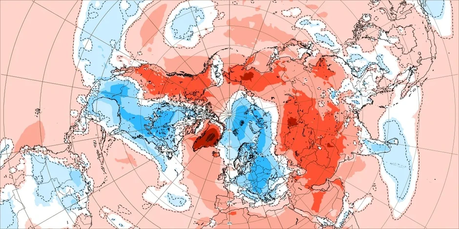 U isto vreme hladan artički vazduh zahvati Severnu Ameriku i Evropu