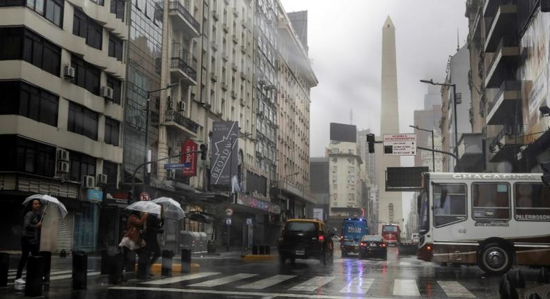 View of downtown Buenos Aires on June 16, 2019 during a massive power cut