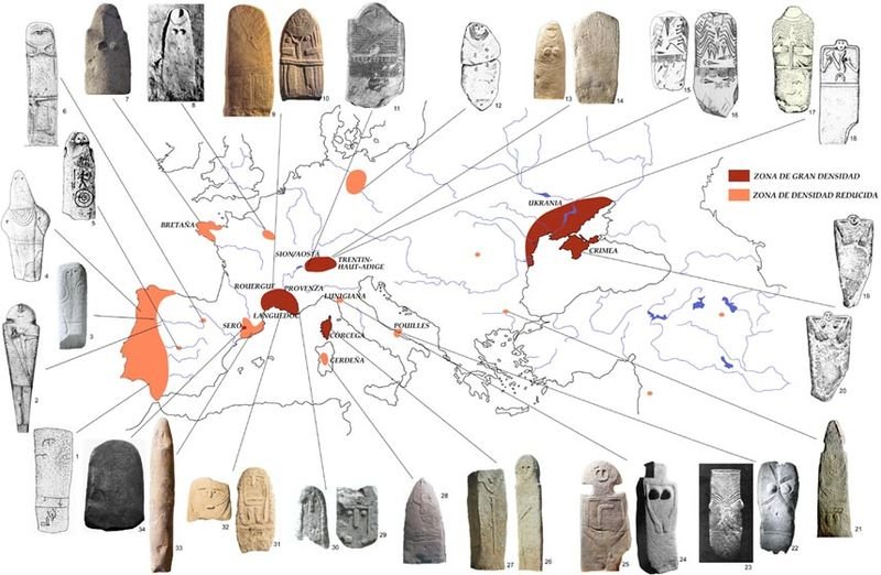 Mapa menhir na terenie Europy - Autor: Pablomartrod (licencja: CC BY-SA 4.0)