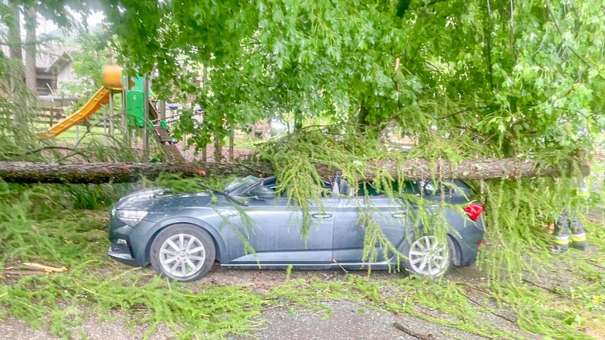 Drvo palo na automobil usled jakog vetra u Tirolu