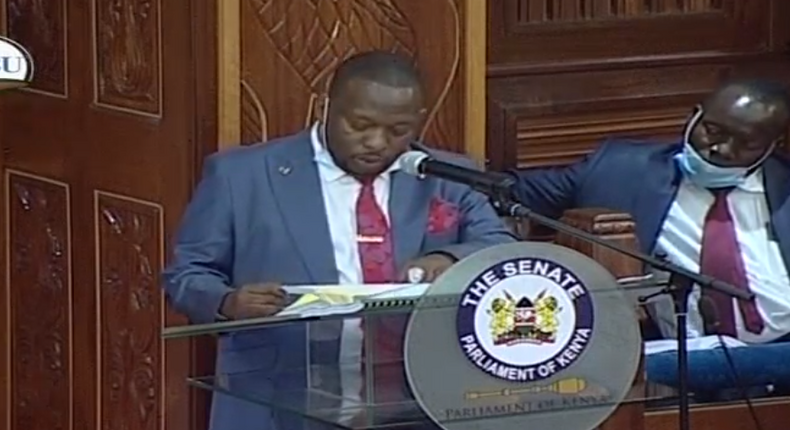 Nairobi Governor Mike Sonko during a hearing of his impeachment motion at the Senate