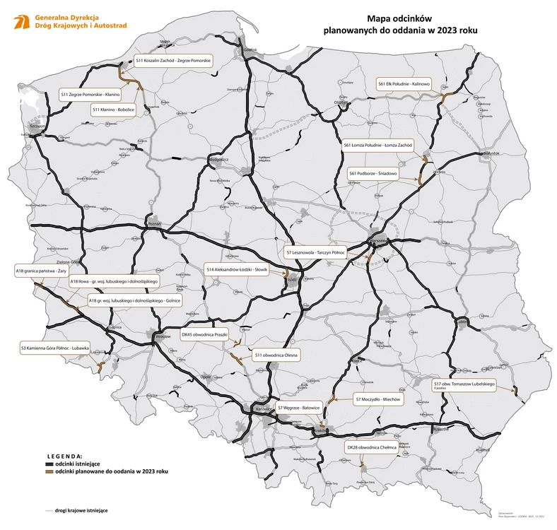 Odcinki zaplanowane do otwarcia w 2023 r.