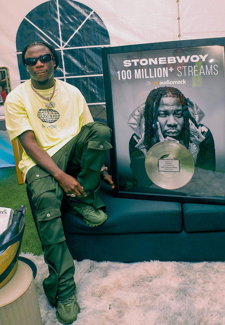 Stonebwoy received a plaque from Audiomack after making history with 100 million streams