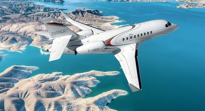 A Dassault Falcon 2000LXS cruising in the sky.Courtesy of Dassault Aviation