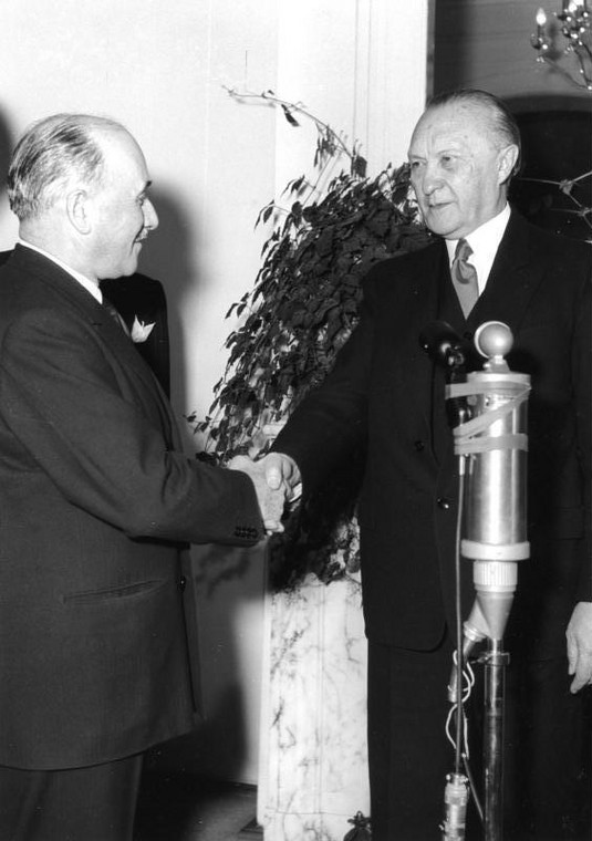 Jean Monnet i Konrad Adenauer. Bonn, grudzień 1953 r.