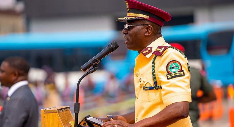 Lagos Gov Sanwo-olu addresses new recruits of LASTMA in Lagos on Wednesday, Feb 5, 2020 (Twitter: @Mr_Jags)