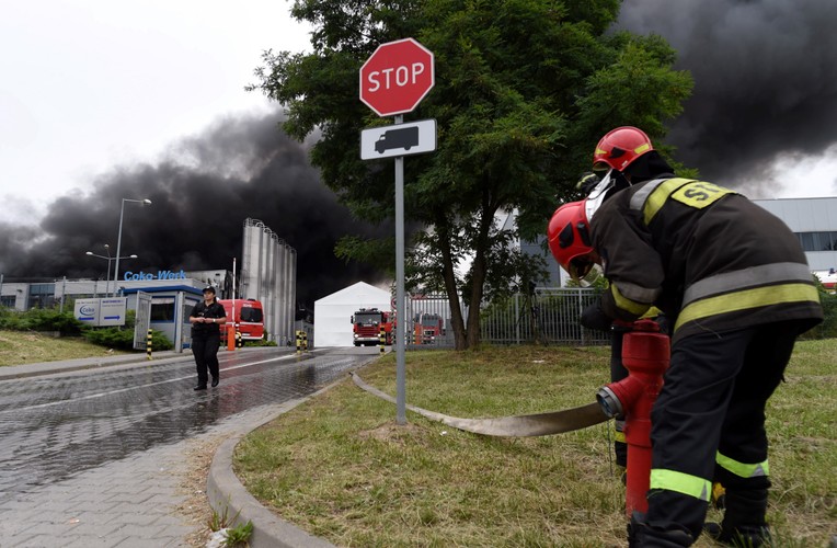 Pożar fabryki w Łodzi