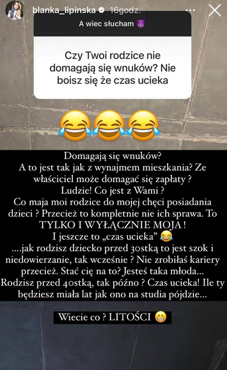 Blanka Lipińska na Instagramie