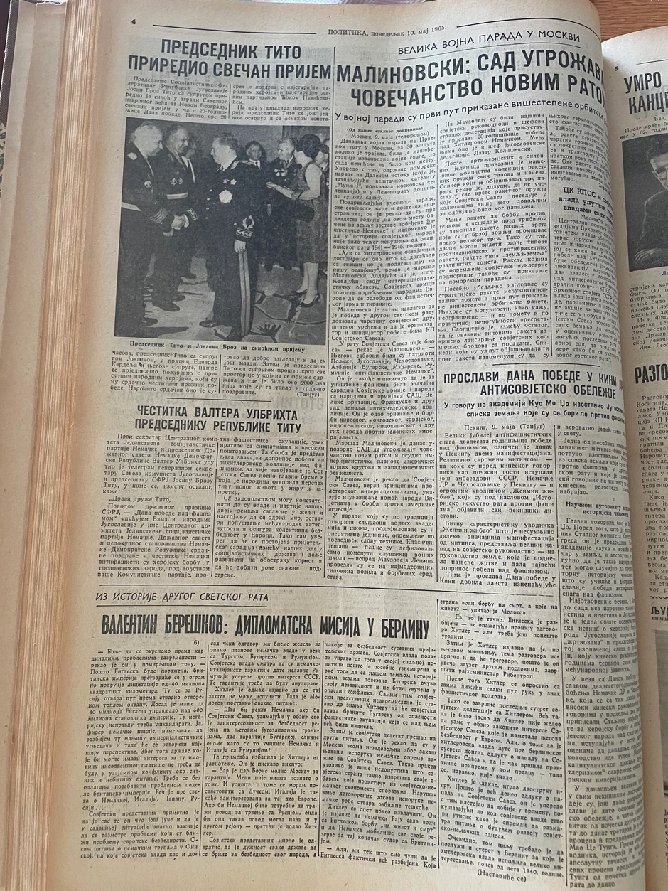 Politika 10. maj 1965.