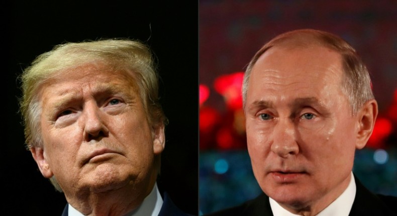 US President Donald Trump (left) has voiced anger at the latest allegations that Russian President Vladimir Putin is supporting his election