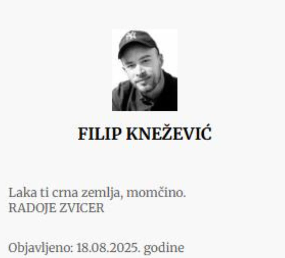 Čitulje Filipu Kneževiću