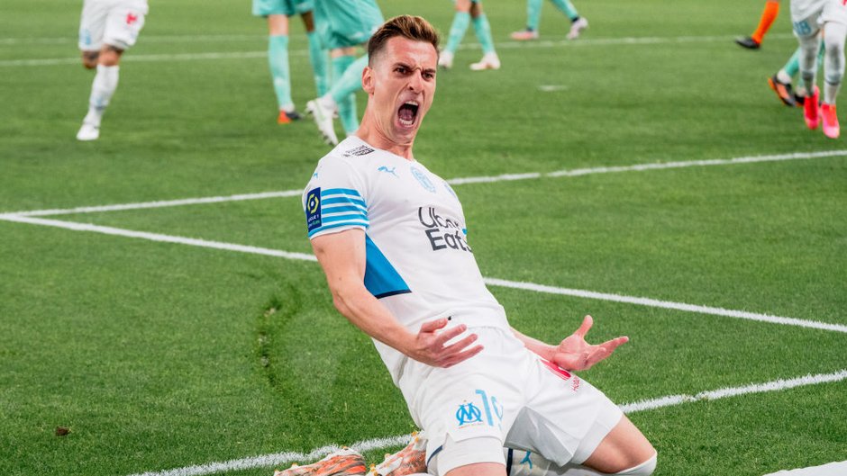 Arkadiusz Milik podczas meczu z Angers SCO