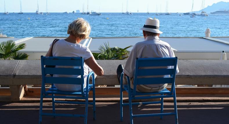retired couple relaxing summer