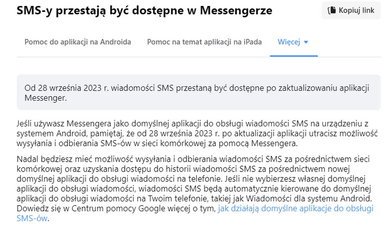 Zmiana w Messengerze