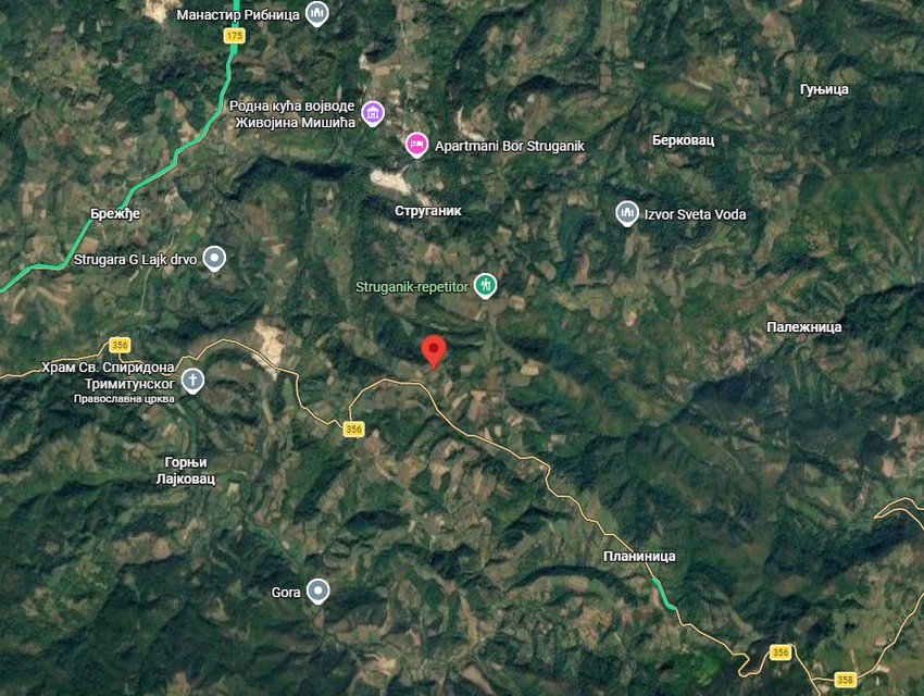 Zemljotres na Divčibarama: Crvena tačka označava gde je bio epicentar 