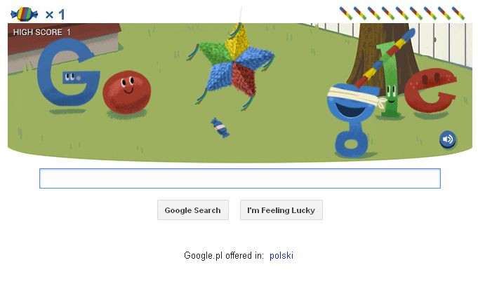 Urodzinowa gra na stronie głównej wyszukiwarki Google