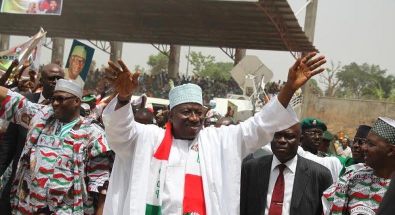 President Goodluck Jonathan at Kwara PDP rally before the 2015 general elections.