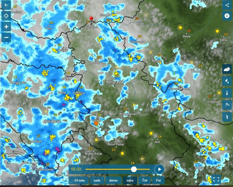 Radar za sredu u 18 sati