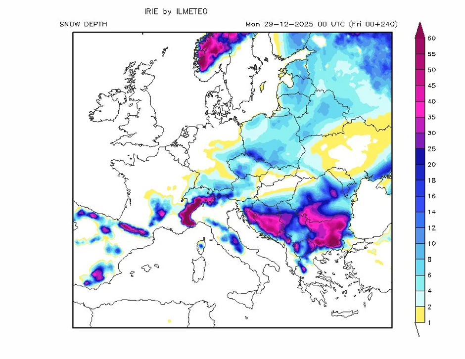 Mapa kretanja snega u Srbiji