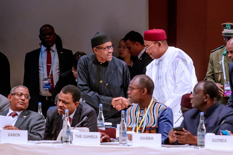 President Muhammadu Buhari  participates at the Plenary Session 3 (Facebook/Femi Adesina)