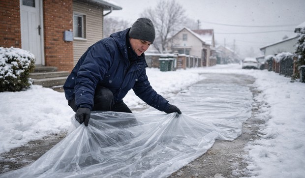 Postavljanje cerade na prilaz kući pre snega