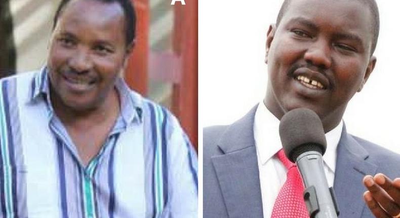 Kiambu Jubilee Governor nominee Ferdinand Waititu (right) with Uasin Gishu Governor Jackson Mandago.