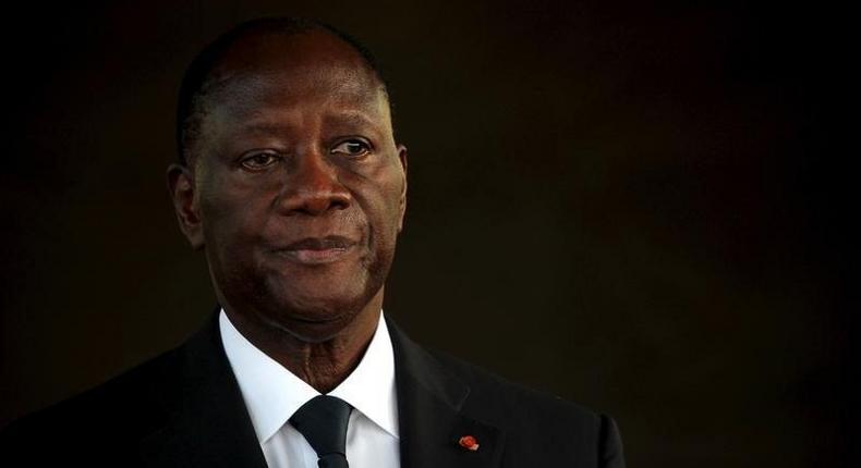 Ivory Coast's President Alassane Ouattara attends a news conference at the presidential palace in Abidjan, Ivory Coast, March 15, 2016. 