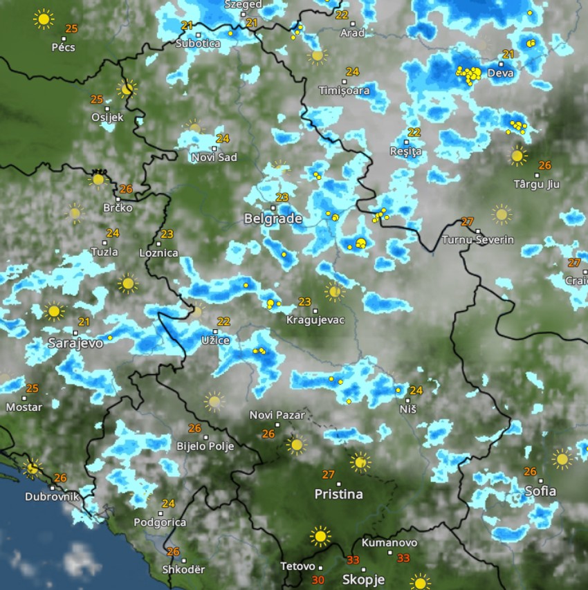 Kretanje nevremena u 16 sati