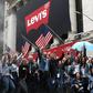 Levi Strauss & Co. CEO Chip Bergh and CFO Harmit Singh pose ahead of IPO outside the New York Stock 