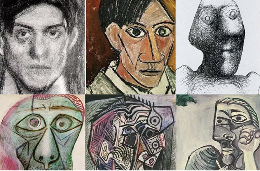Ewolucja autoportretów Pabla Picassa tworzonych od 15. do 90. roku życia