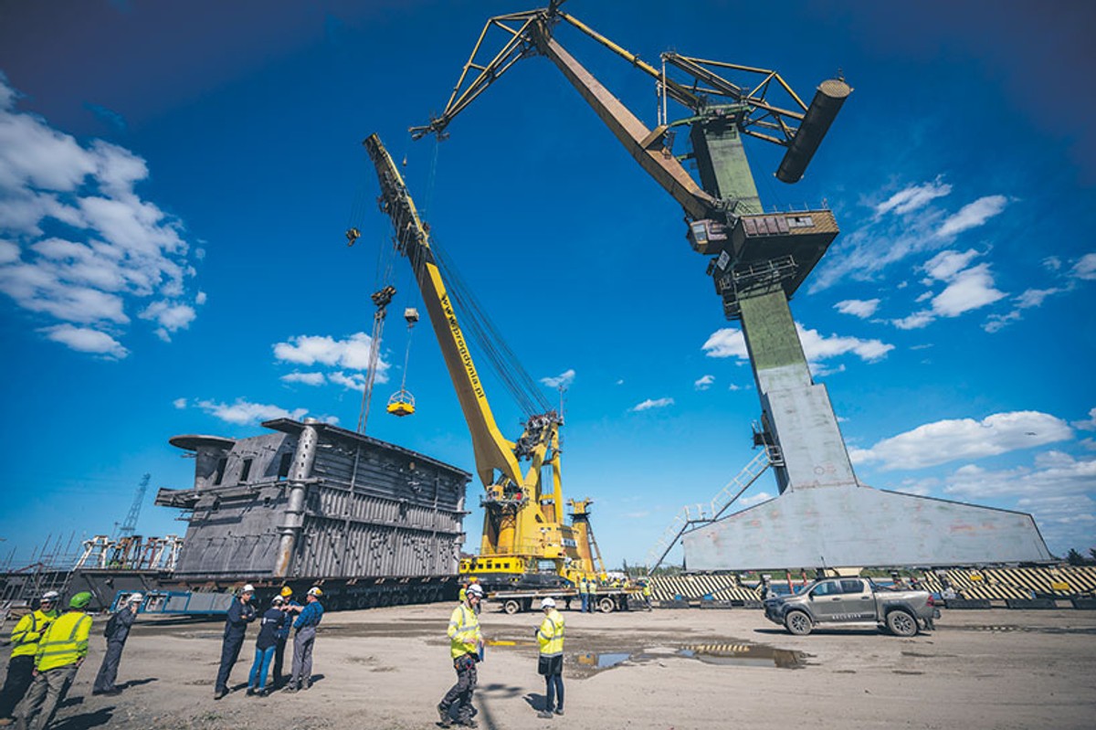 Na zdjęciu tzw. topside, czyli główna część konstrukcji stacji elektroenergetycznych produkowanych w Gdyni i Gdańsku