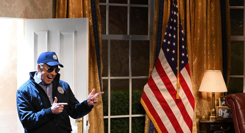 Saturday Night Live Host Jason Sudeikis as President Joe Biden during the Biden Meeting Cold Open on October 23, 2021.Will Heath/NBC/NBCU Photo Bank via Getty Images