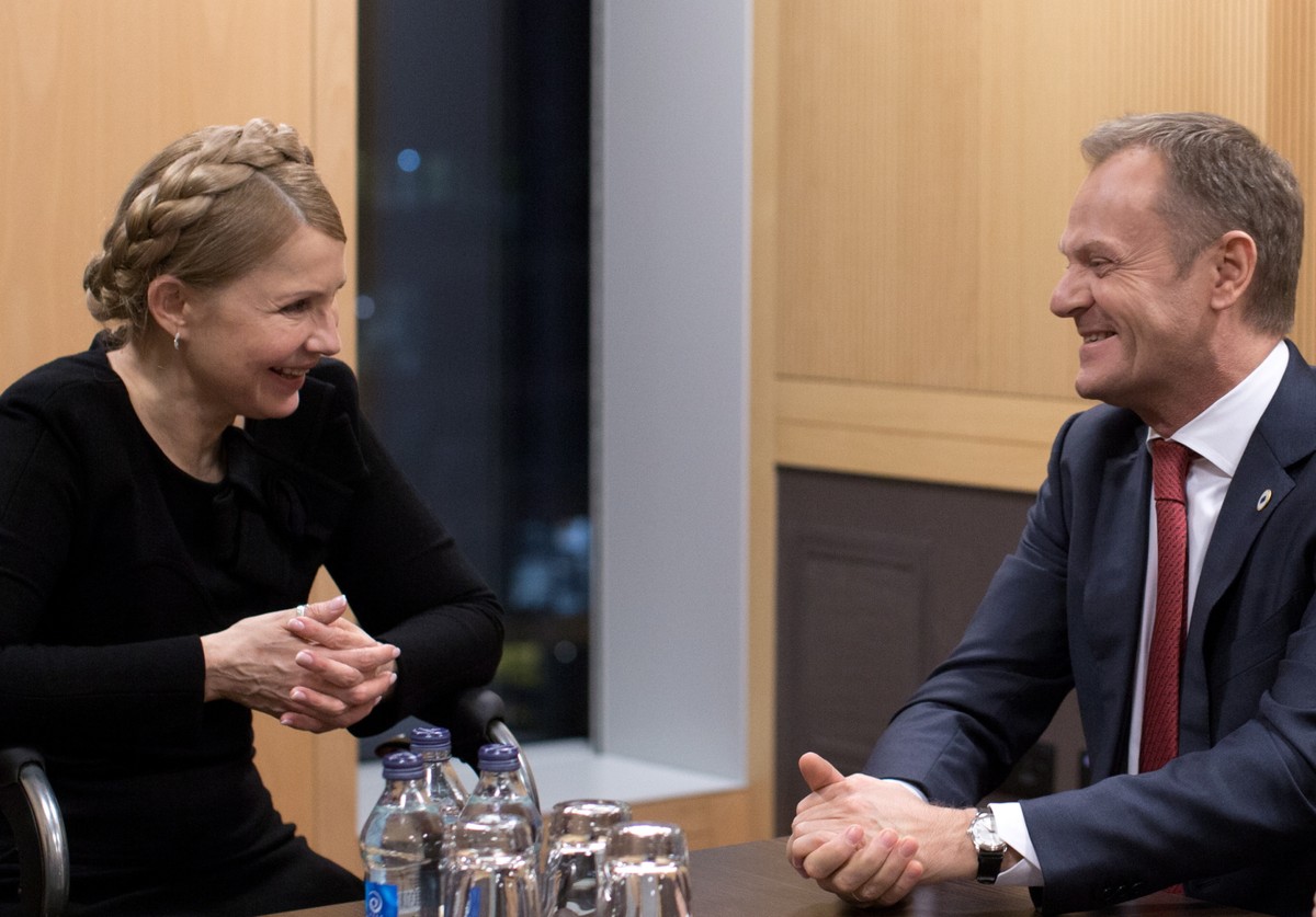 Donald Tusk podczas spotkania z Julią Tymoszenko w Dublinie