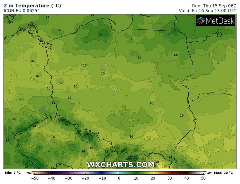 Temperatura wszędzie poniżej 20 st. C