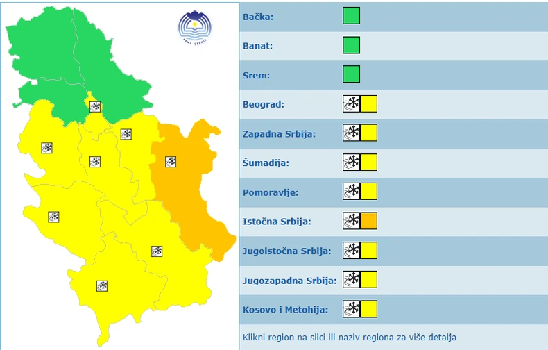 Meteoalarm za danas