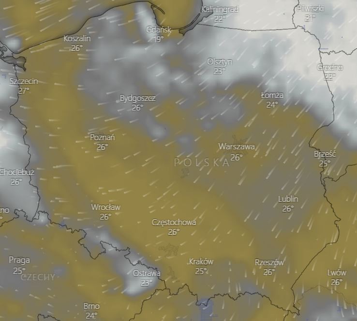 Pogoda w sobotę - godz 12, zachmurzenie