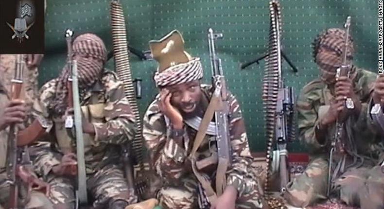 Boko Haram leader, Abubakar Shekau with some of his followers