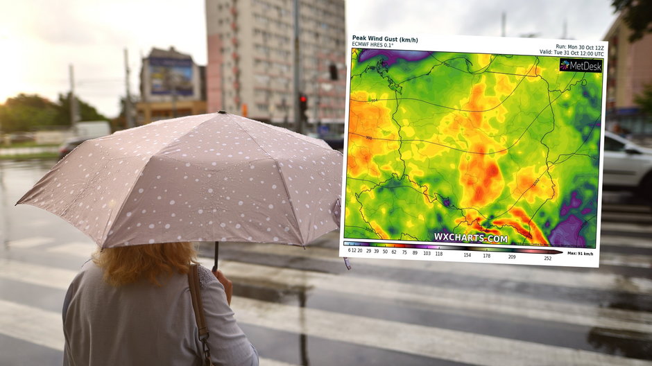 Wtorek przyniesie pogorszenie pogody (mapa: wxcharts.com)
