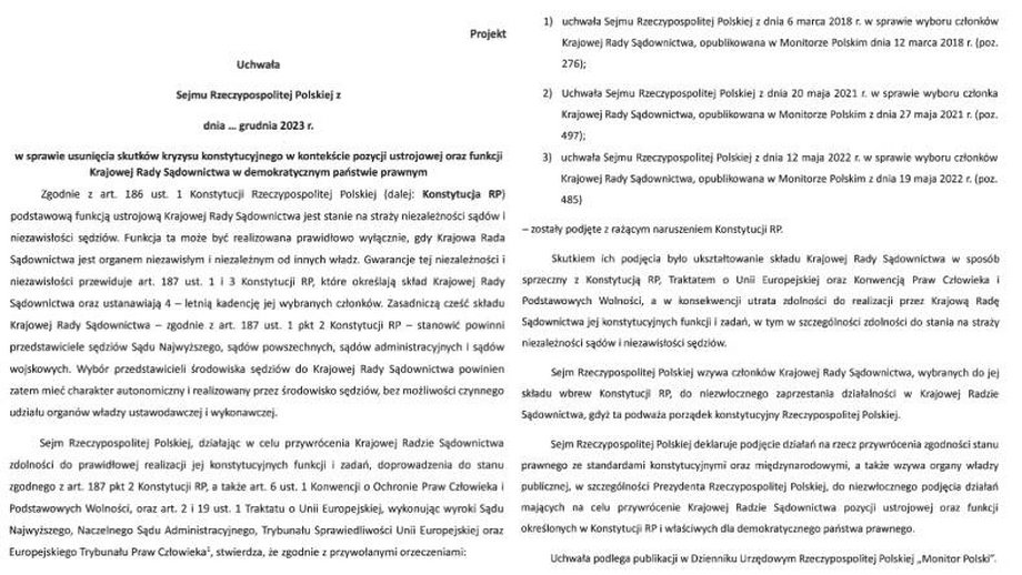 Projekt uchwały Sejmu w sprawie KRS