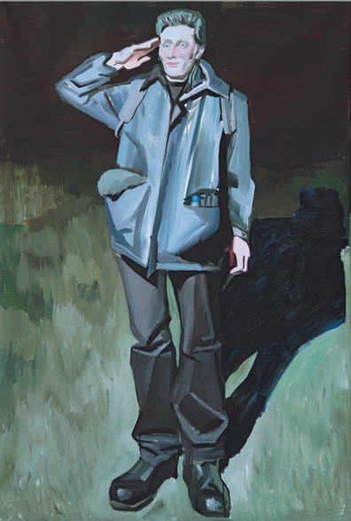 Lesia Khomenko, "Max w wojsku" (detal), 2022, olej na płótnie, 214 x 145 cm