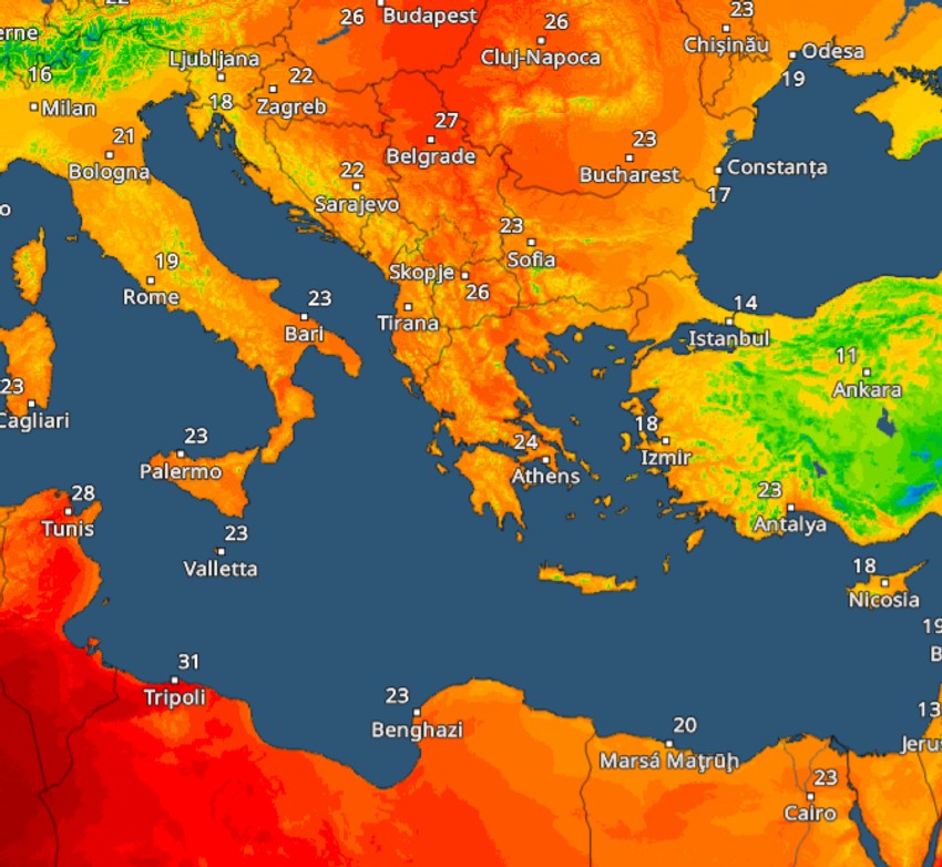 Beograd sa 27 stepeni Celzijusa topliji od Kaira i Bengazija